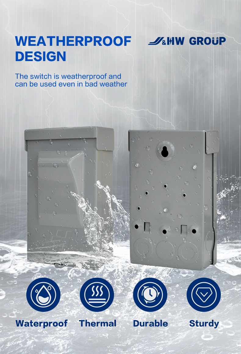 UL Waterproof 30Amp Non-Fusible Metal AC Disconnect Outdoor Safety Switch