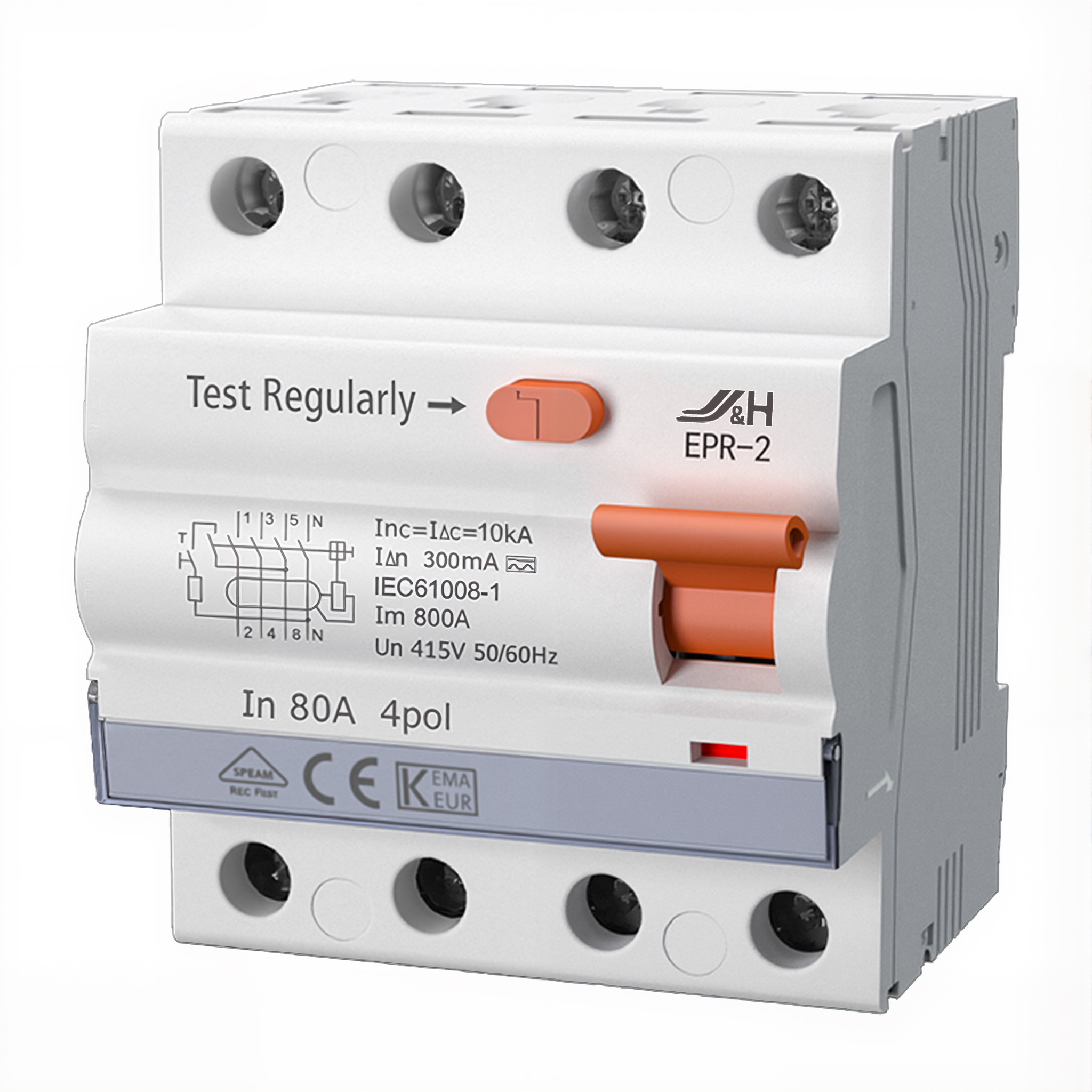 EPR-2-4P EN/IEC61008-1 10-300mA 16A-80A RCD RCCB Electromagnetic Residual Current Circuit Breaker EPR-2-4P EN/IEC61008-1 10-300mA 16A-80A RCD RCCB Electromagnetic Residual Current Circuit Breaker