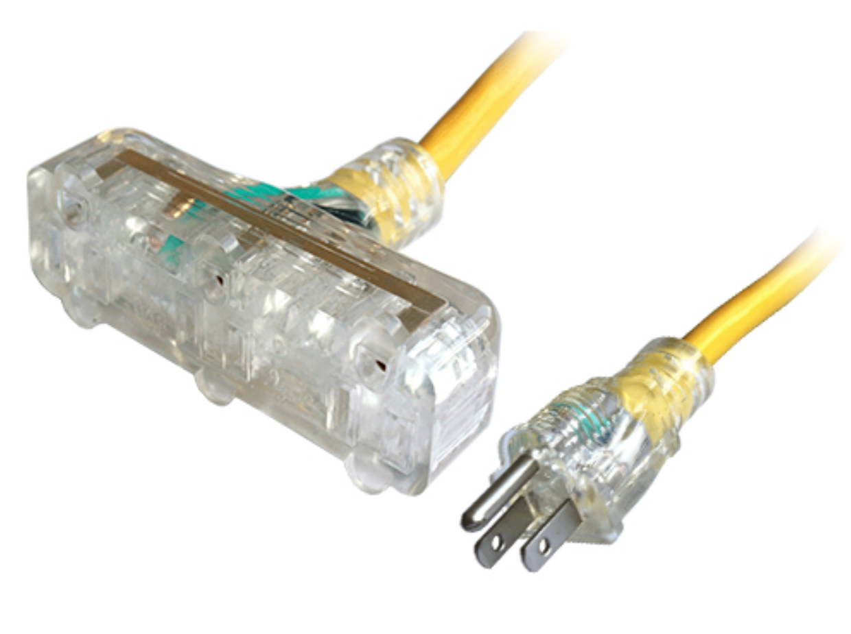 3-outlet extension cord with lighted triple-tap 3-outlet extension cord with lighted triple-tap