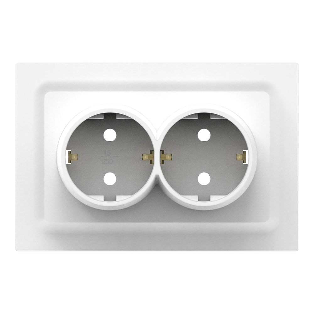 G2-129 16A 250V Double German Socket with Protective Door